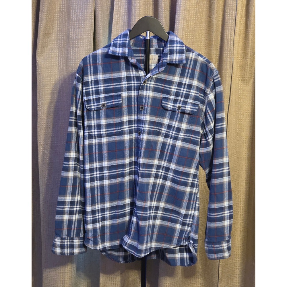 Jachs Plaid Flannel Button Up Shirt Mens Size LT Blue